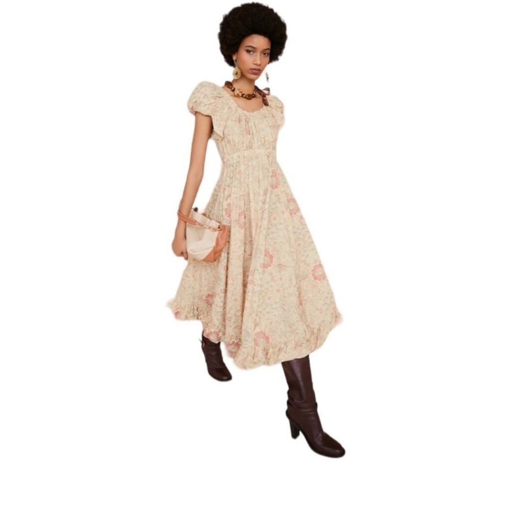 Ulla Johnson Cream Floral Midi Dress size 2 NWT